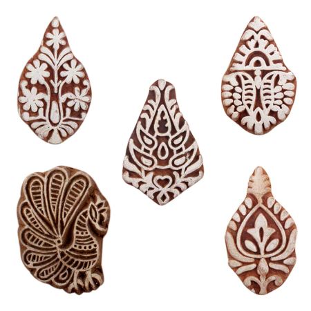 Set of 5 Piece New Mix Wooden Printing Blocks